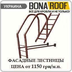 Фасадная лестница с переходом на кровельную